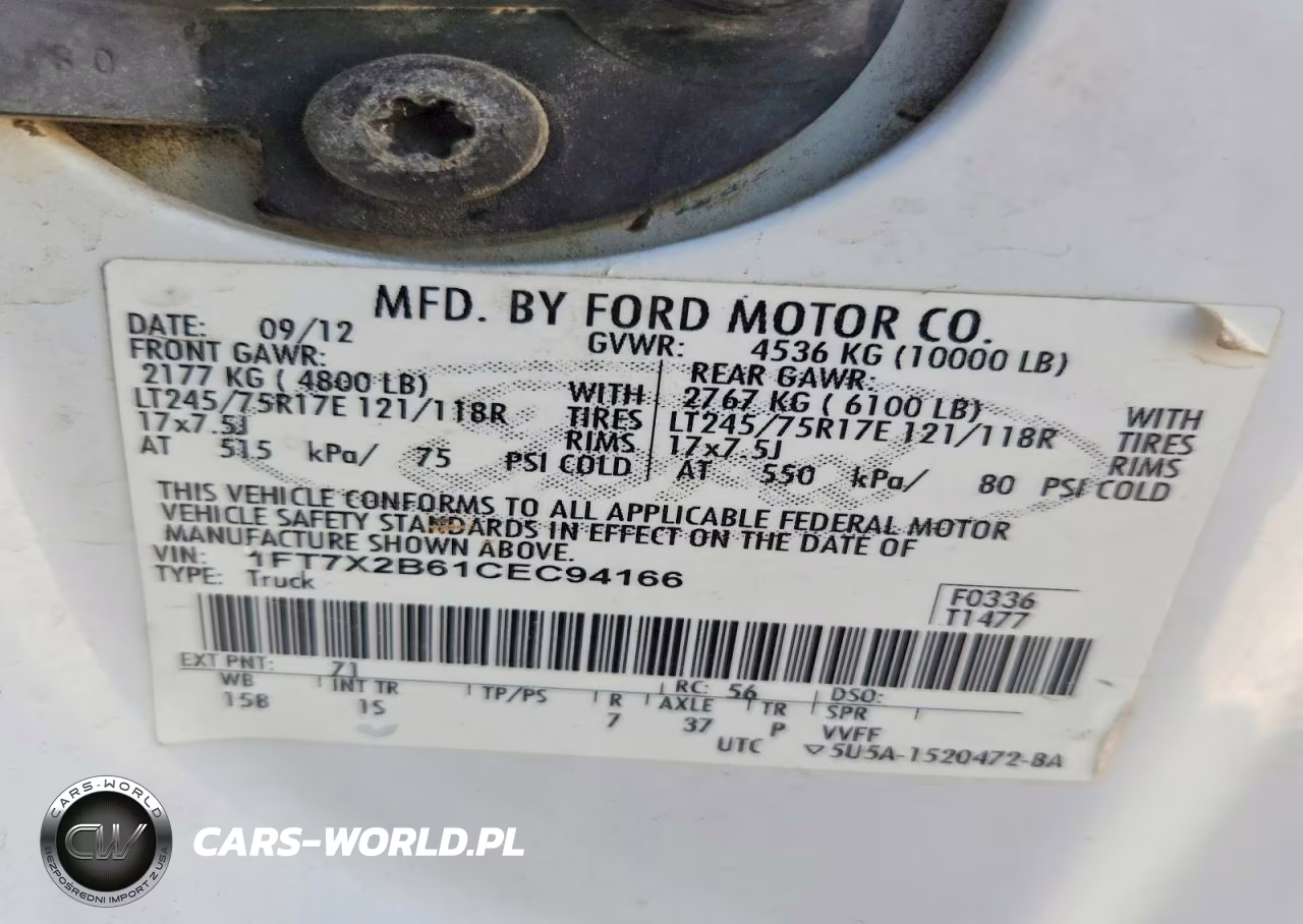 2012 Ford F250 Super Duty VIN:1FT7X2B61CEC94166 - 12