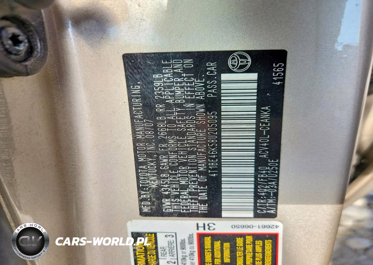 2008 Toyota Camry Le VIN:4T1BE46K58U205095 - 12