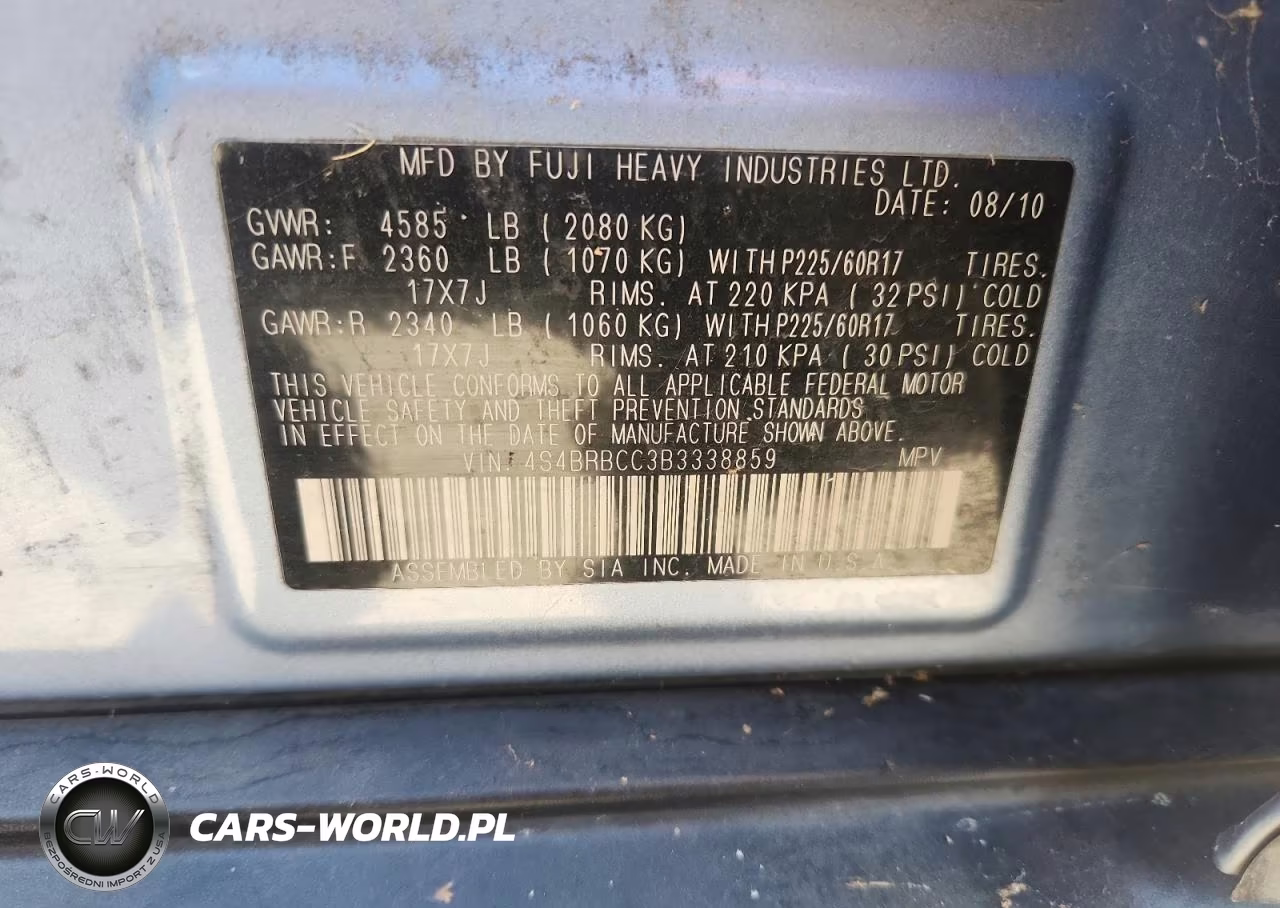 2011 Subaru Outback 2.5I Premium VIN:4S4BRBCC3B3338859 - 13