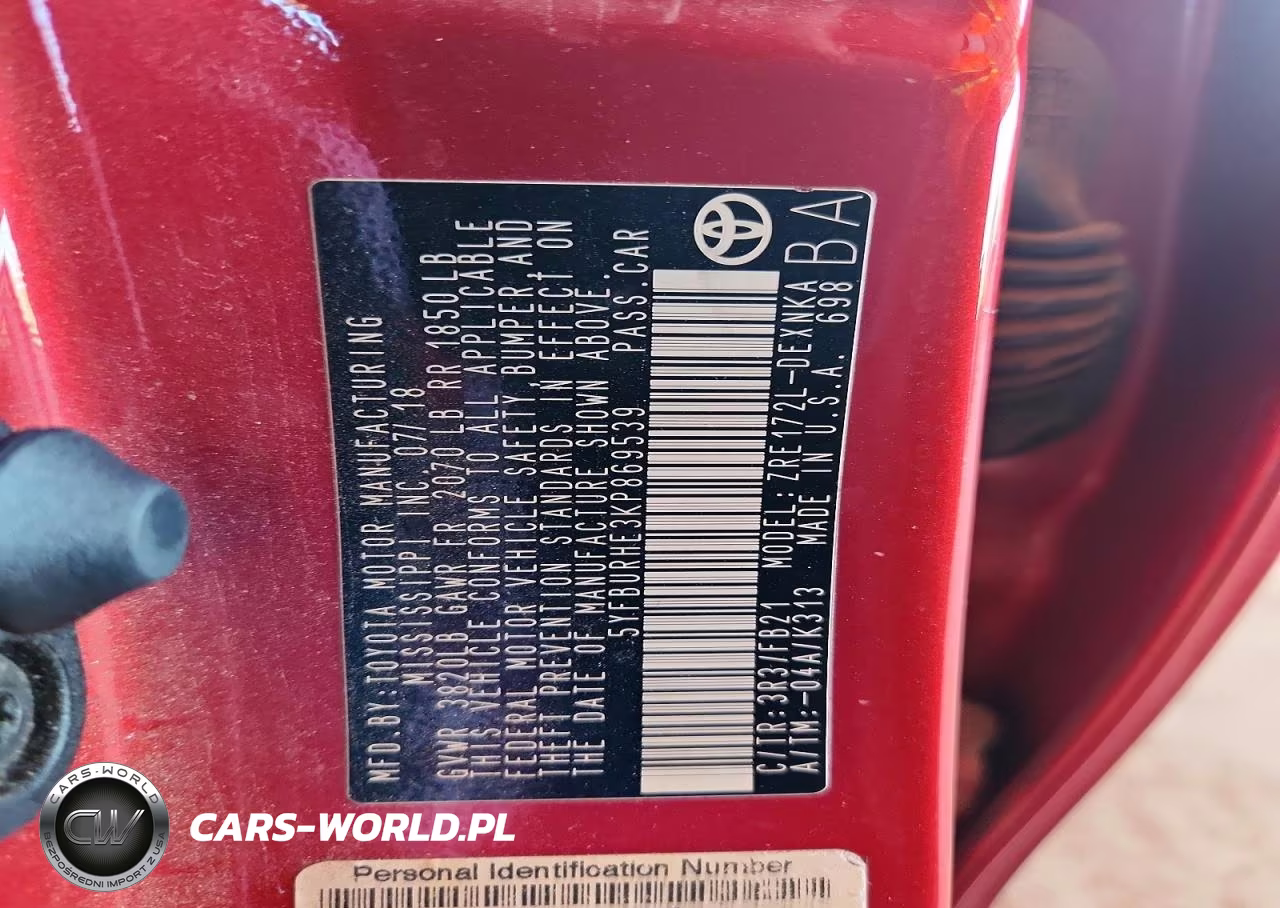 2019 Toyota Corolla Le VIN:5YFBURHE3KP869539 - 12