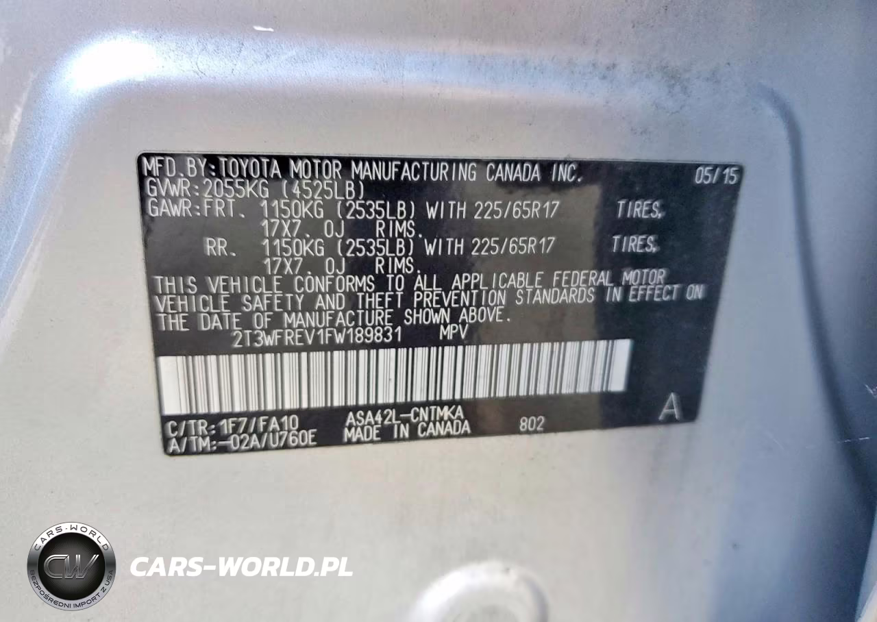 2015 Toyota Rav4 Xle VIN:2T3WFREV1FW189831 - 12