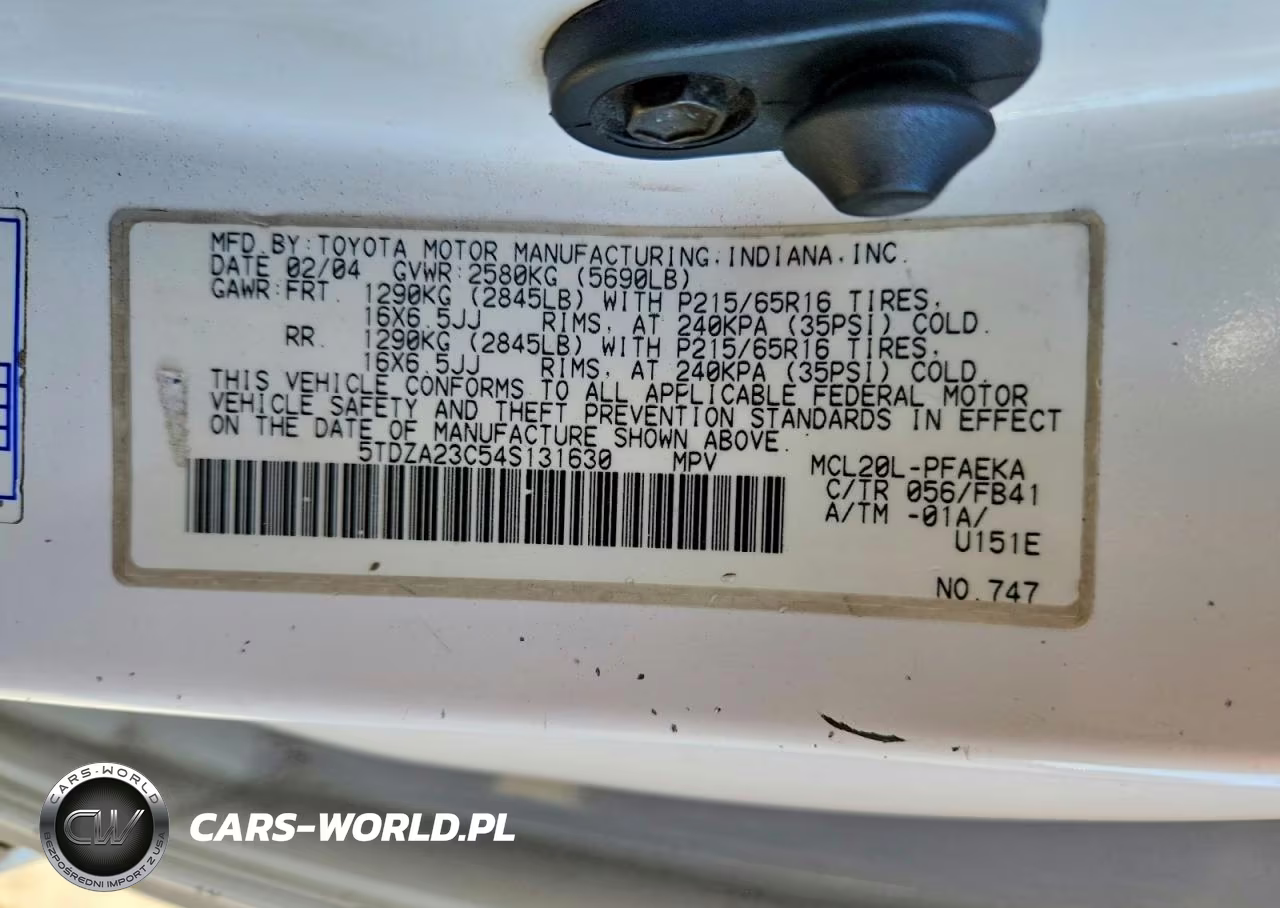 2004 Toyota Sienna Le 7 Passenger VIN:5TDZA23C54S131630 - 13
