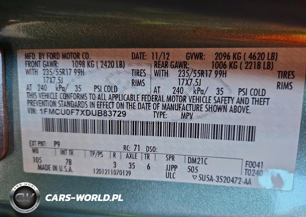 2013 Ford Escape S VIN:1FMCU0F7XDUB83729 - 13