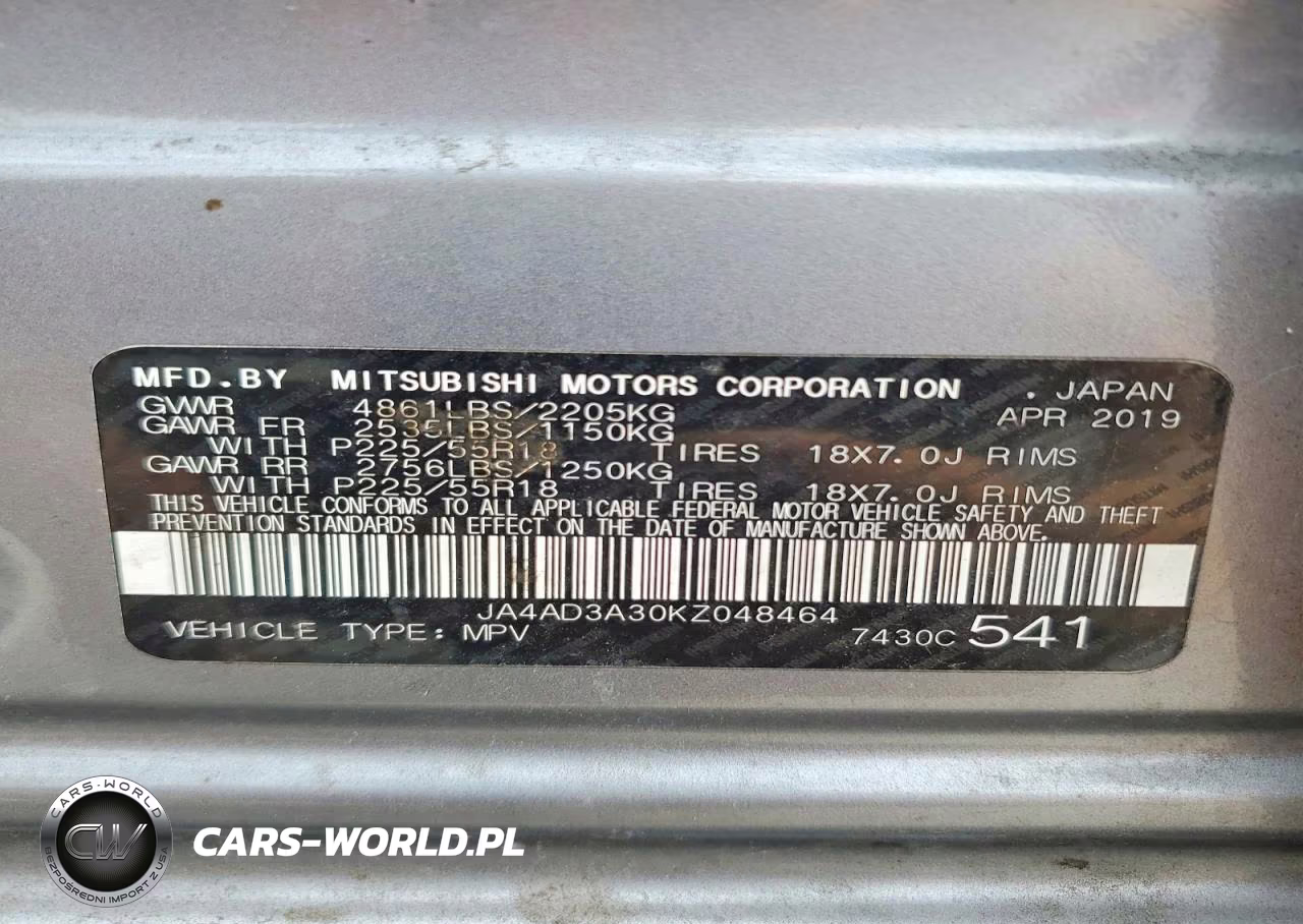 2019 Mitsubishi Outlander Se VIN:JA4AD3A30KZ048464 - 13