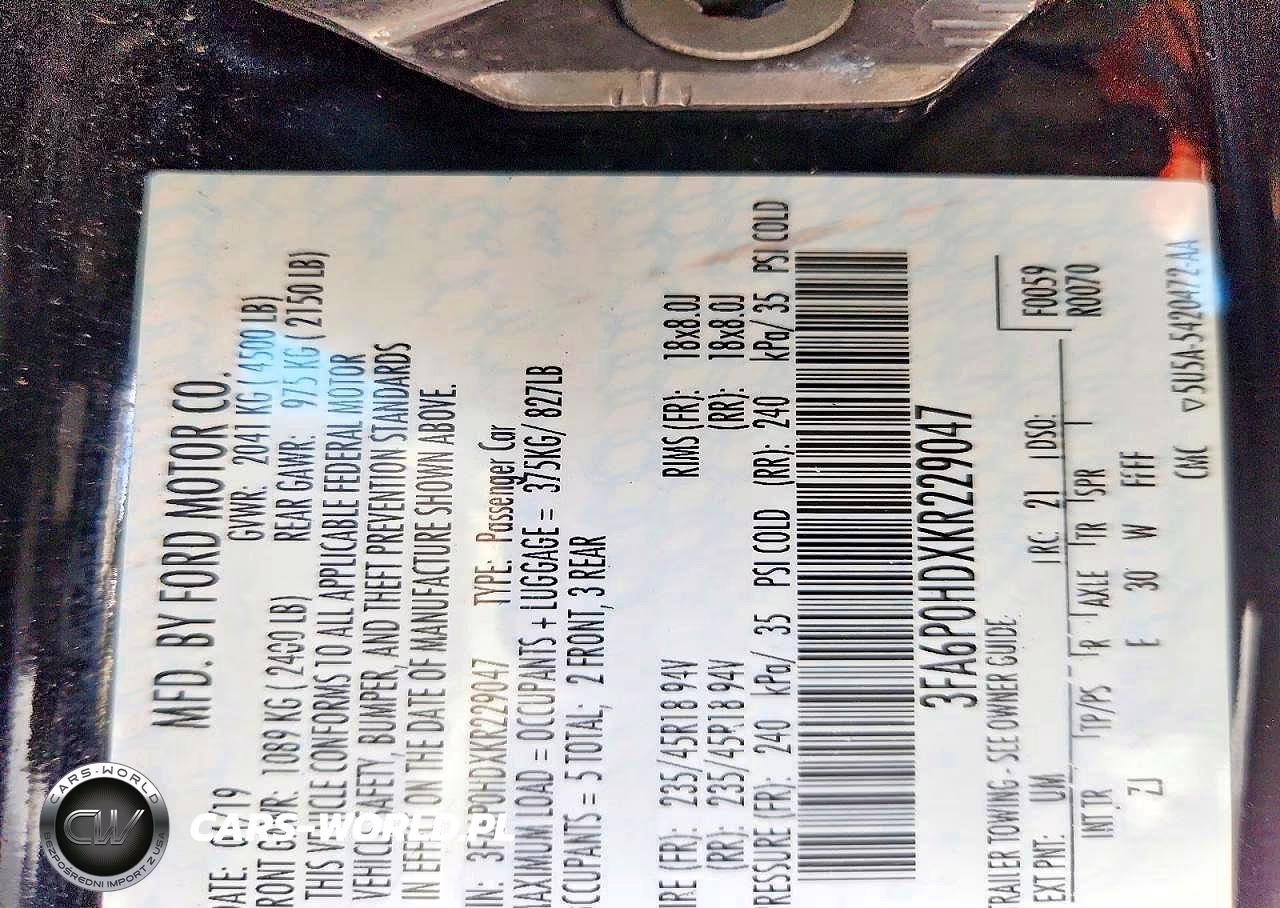 2019 Ford Fusion Se VIN:3FA6P0HDXKR229047 - 12