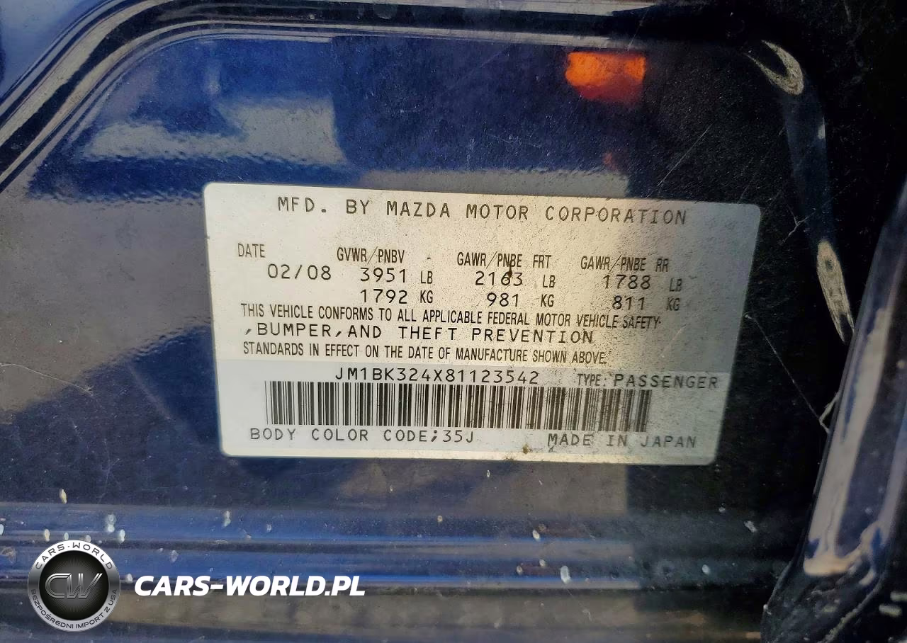 2008 Mazda 3 S VIN:JM1BK324X81123542 - 12