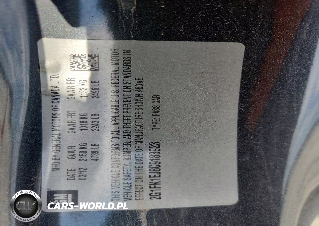 2012 Chevrolet Camaro 2Ss VIN:2G1FK1EJ8C9183923 - 12
