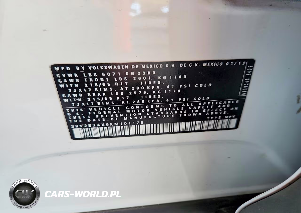 2019 Volkswagen Tiguan Se VIN:3VV2B7AX6KM101178 - 13