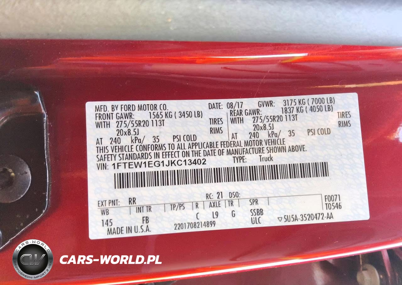 2018 Ford F150 Supercrew VIN:1FTEW1EG1JKC13402 - 13