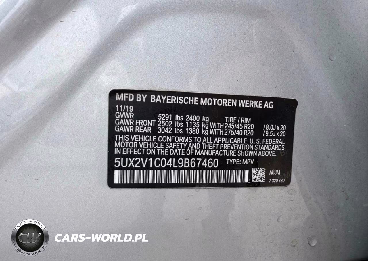 2020 BMW X4 xDrive30I VIN:5UX2V1C04L9B67460 - 10