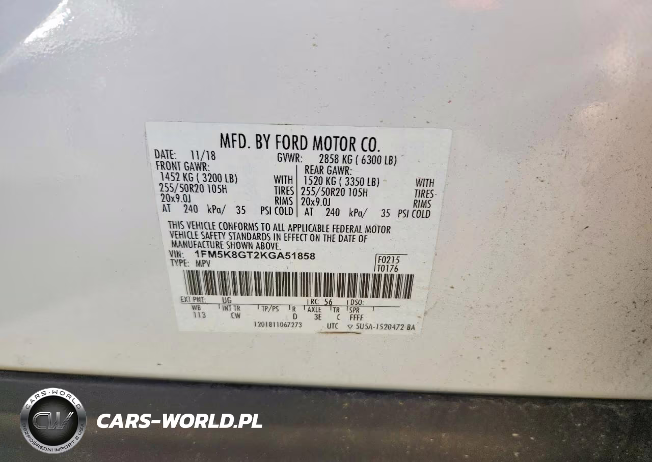 2019 Ford Explorer Sport VIN:1FM5K8GT2KGA51858 - 13
