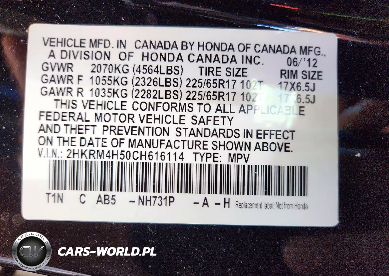 2012 Honda Cr-V Ex VIN:2HKRM4H50CH616114 - 14