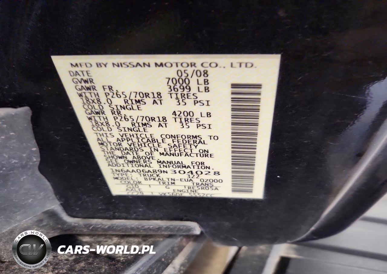 2009 Nissan Titan Xe VIN:1N6AA06A89N304028 - 13