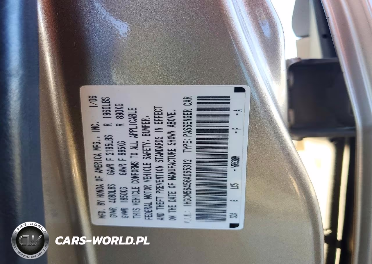 2006 Honda Accord Lx VIN:1HGCM56456A065312 - 12