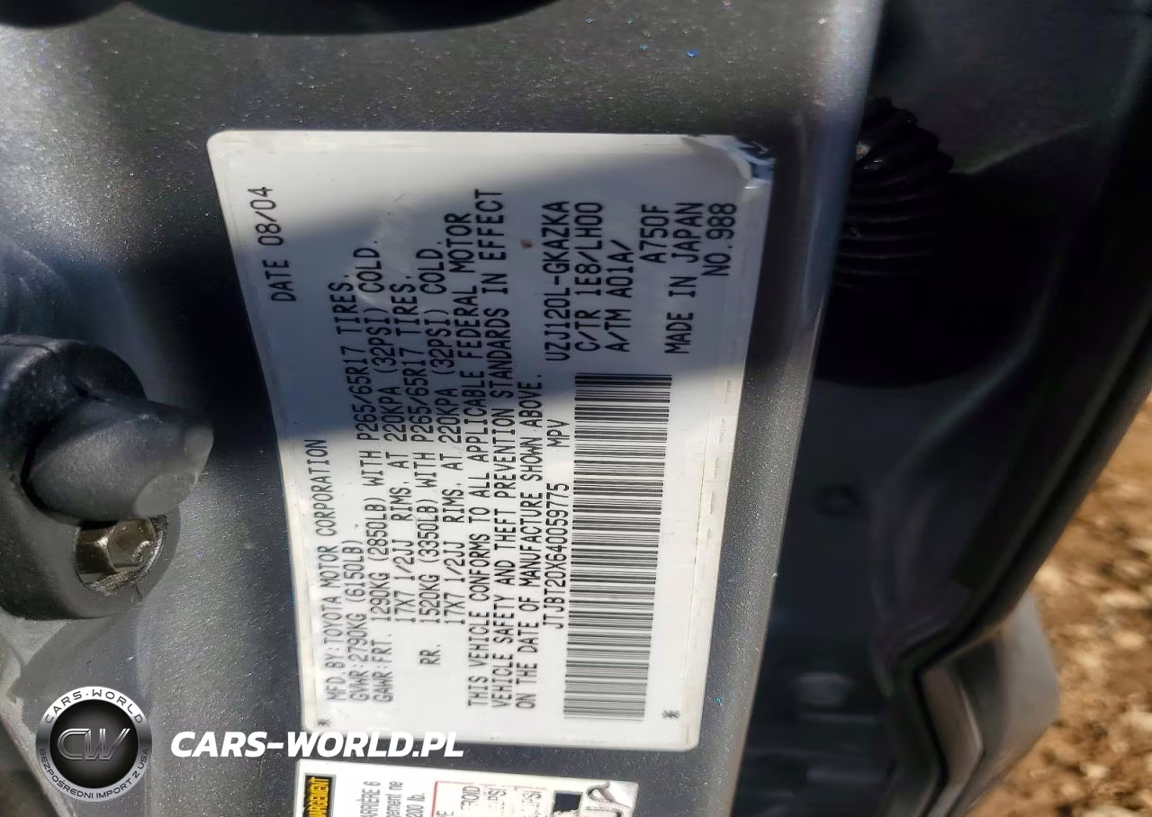 2004 Lexus Gx 470 VIN:JTJBT20X640059775 - 12