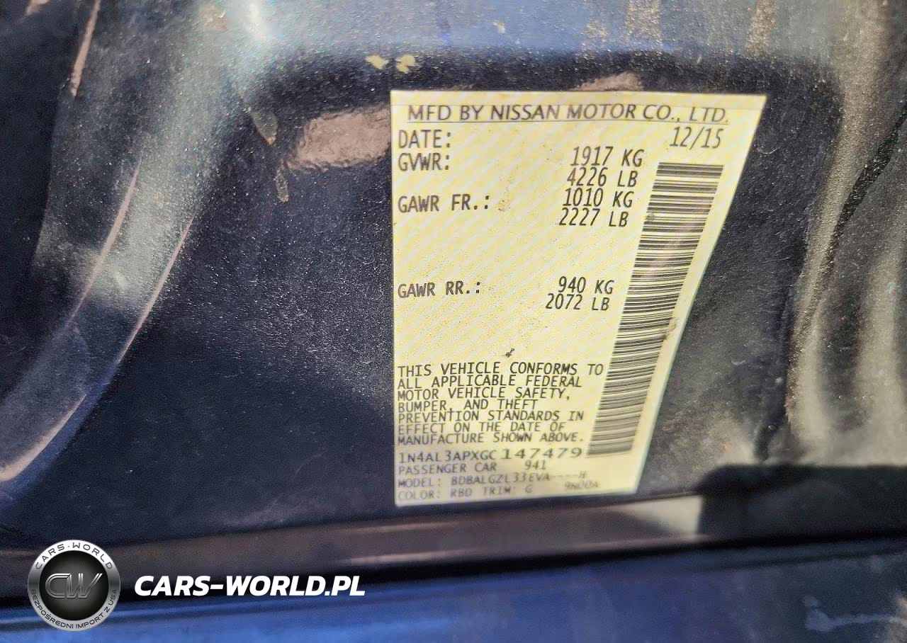 2016 Nissan Altima VIN:1N4AL3APXGC147479 - 13
