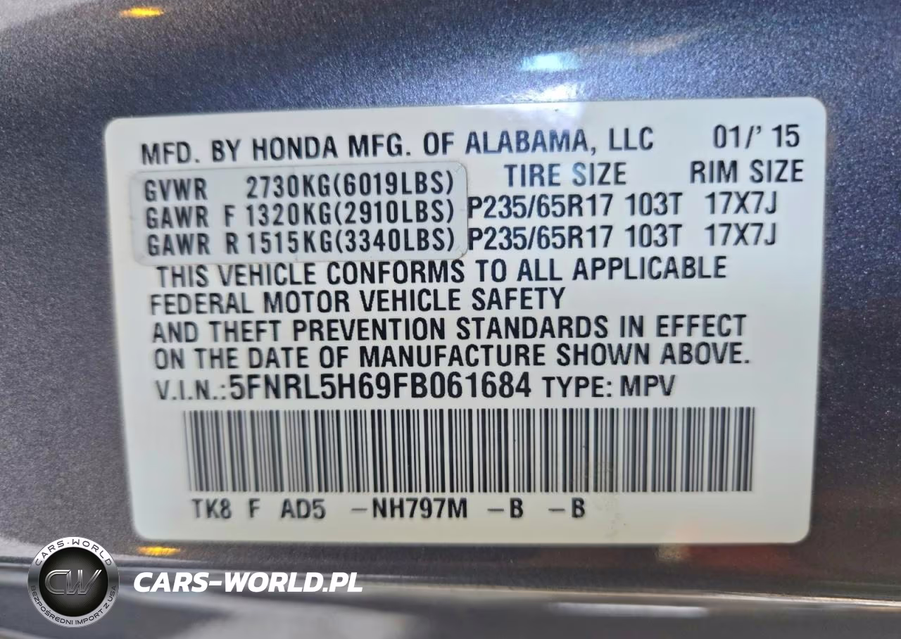 2015 Honda Odyssey Exl VIN:5FNRL5H69FB061684 - 13