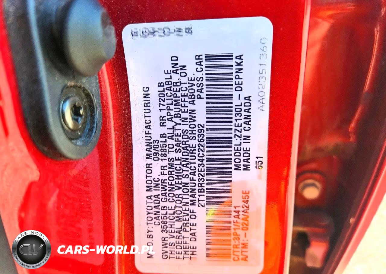 2004 Toyota Corolla Le VIN:2T1BR32E34C226392 - 12