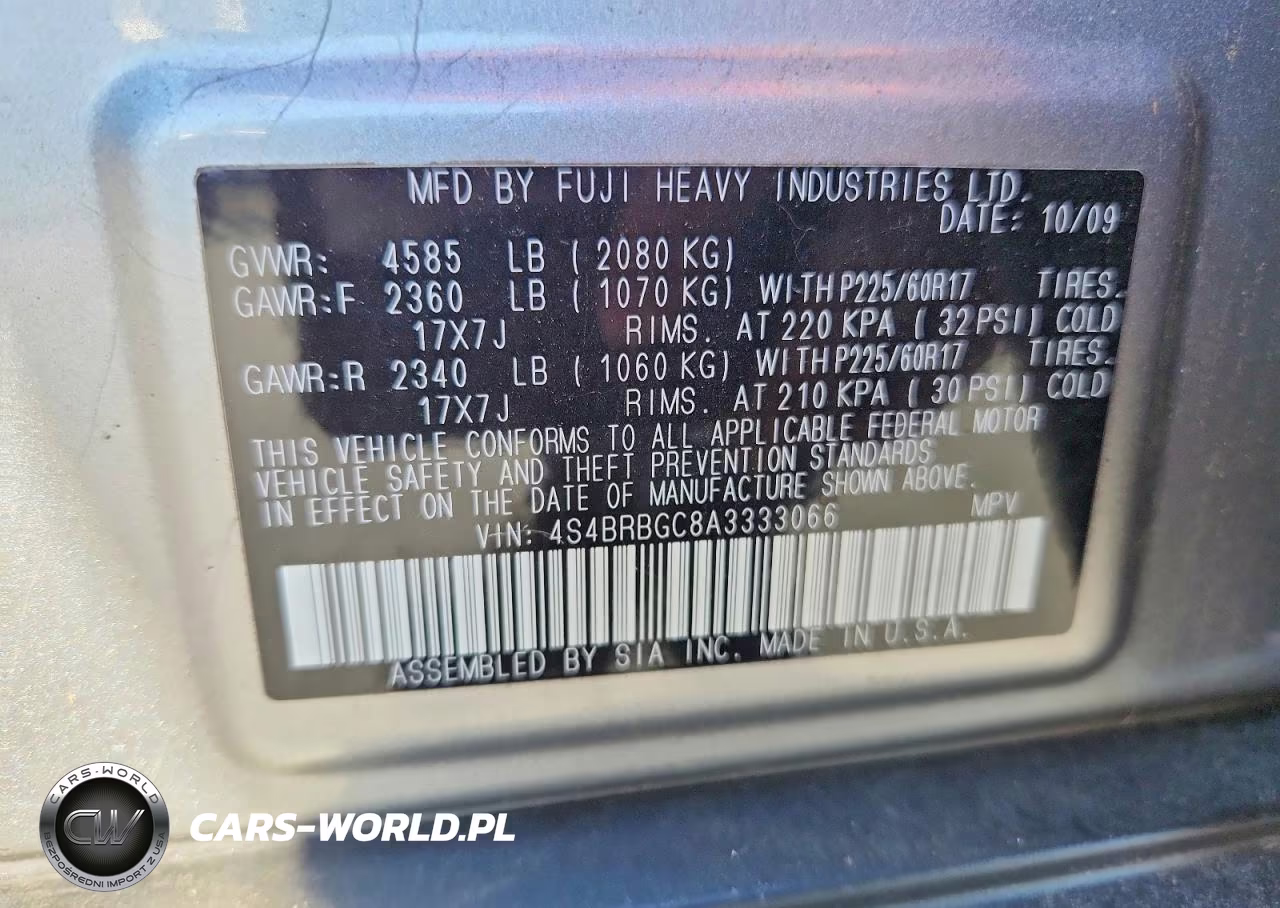 2010 Subaru Outback 2.5I Premium VIN:4S4BRBGC8A3333066 - 12