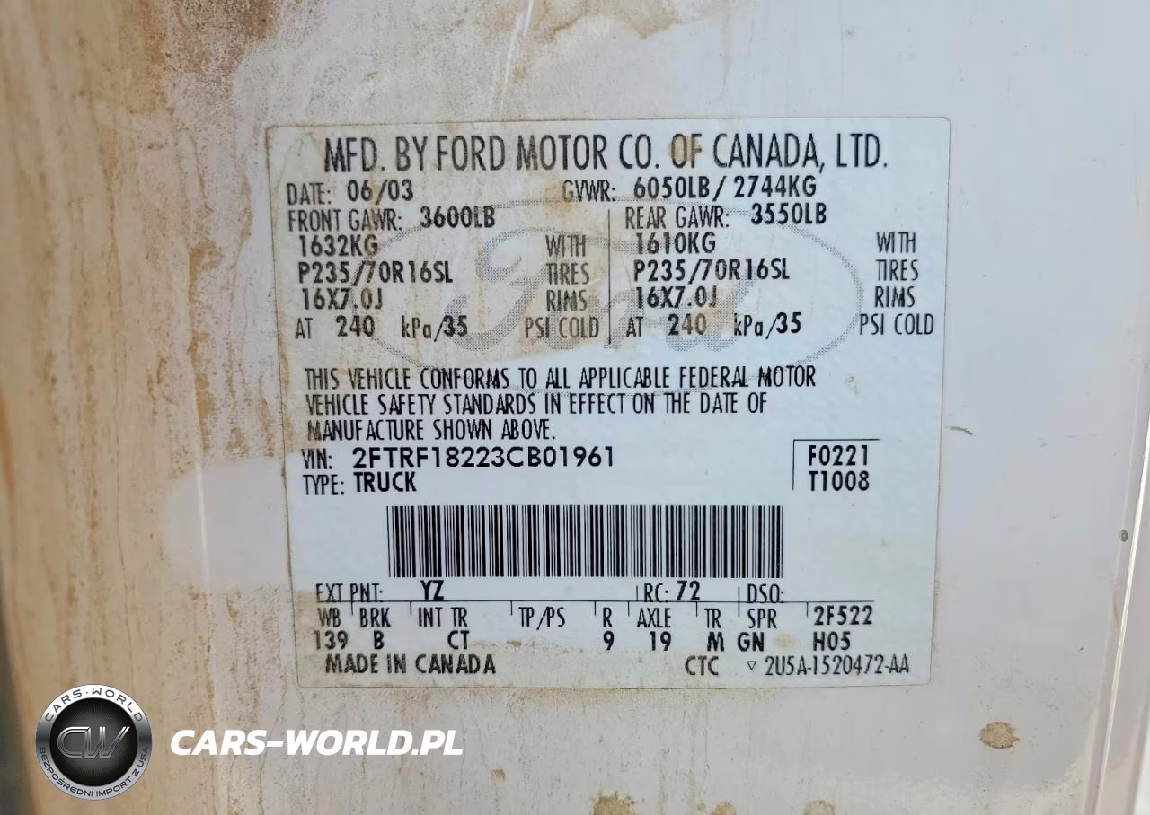 2003 Ford F150 VIN:2FTRF18223CB01961 - 12