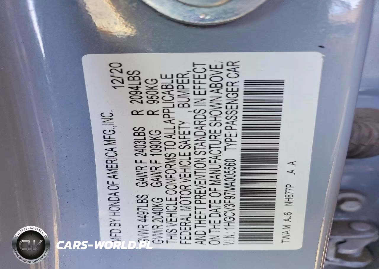 HONDA ACCORD TOU VIN:1HGCV3F97MA005560 - 12