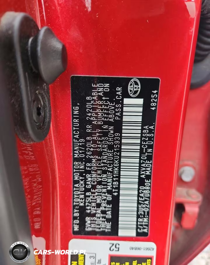 2019 Toyota Camry Se VIN:4T1B11HK6KU215939 - 12