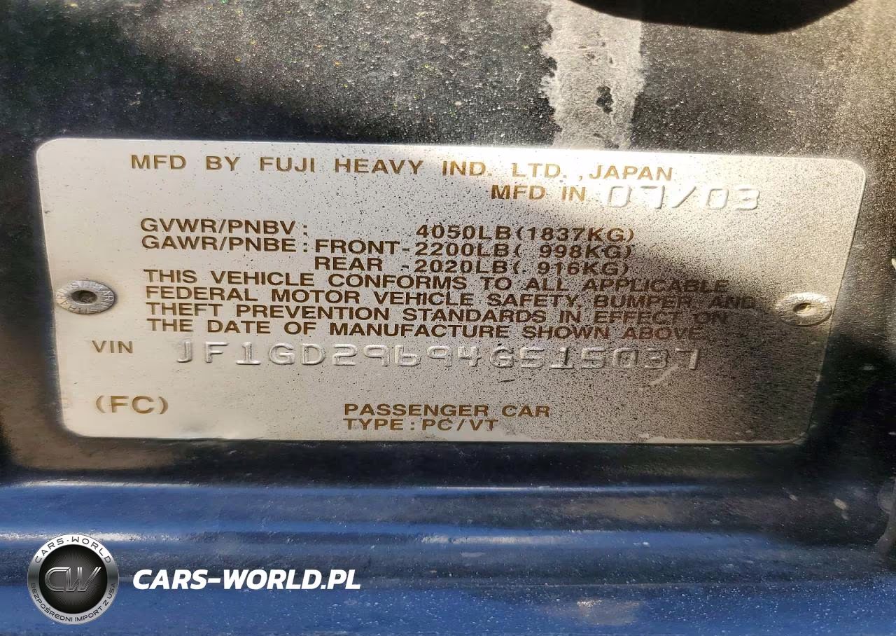 2004 Subaru Impreza Wrx VIN:JF1GD29694G515037 - 12