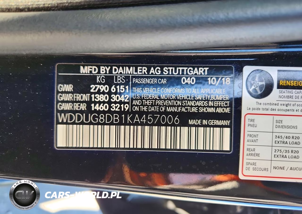 2019 Mercedes-Benz S 560 VIN:WDDUG8DB1KA457006 - 12