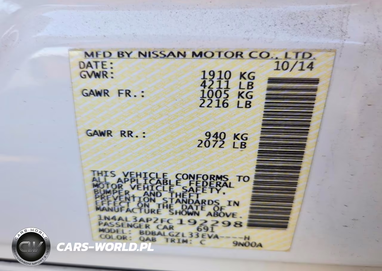 2015 Nissan Altima 2.5 S VIN:1N4AL3AP2FC192298 - 12