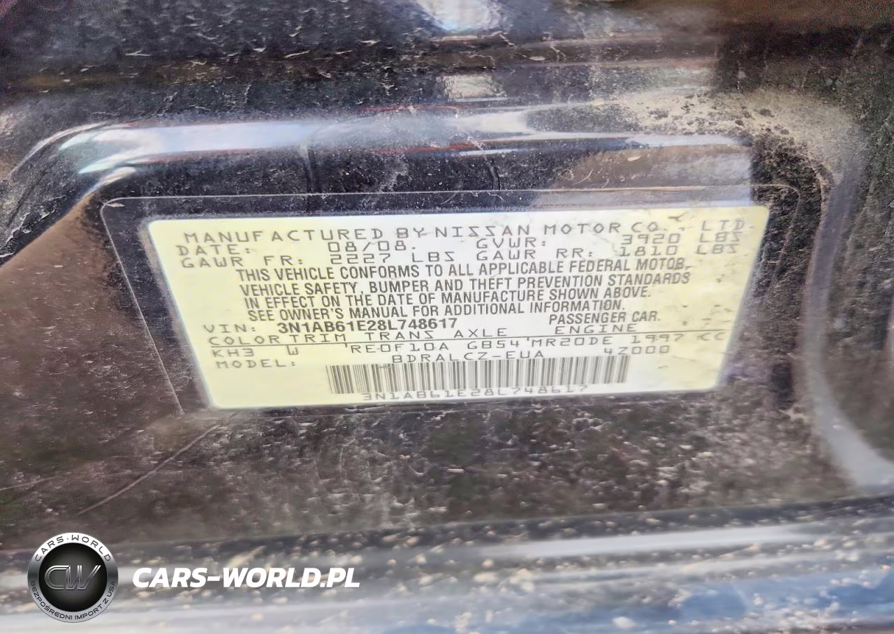 2008 Nissan Sentra 2.0 VIN:3N1AB61E28L748617 - 12
