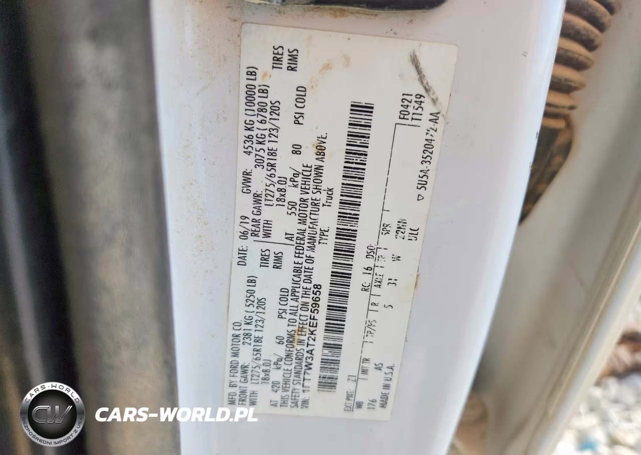 2019 Ford F350 Super Duty VIN:1FT7W3AT2KEF59658 - 12