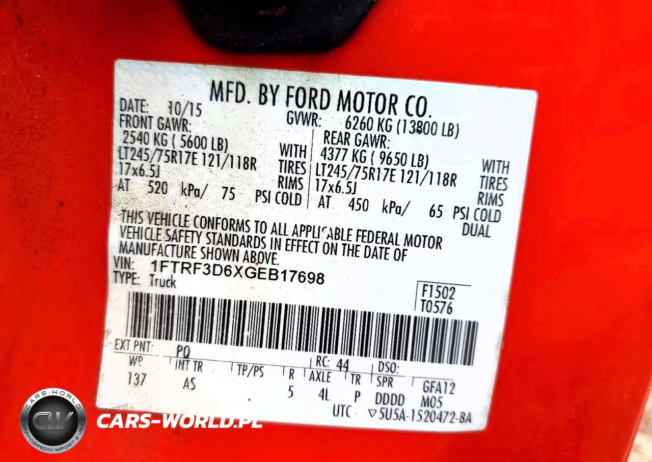 2016 Ford F350 Sd VIN:1FTRF3D6XGEB17698 - 14