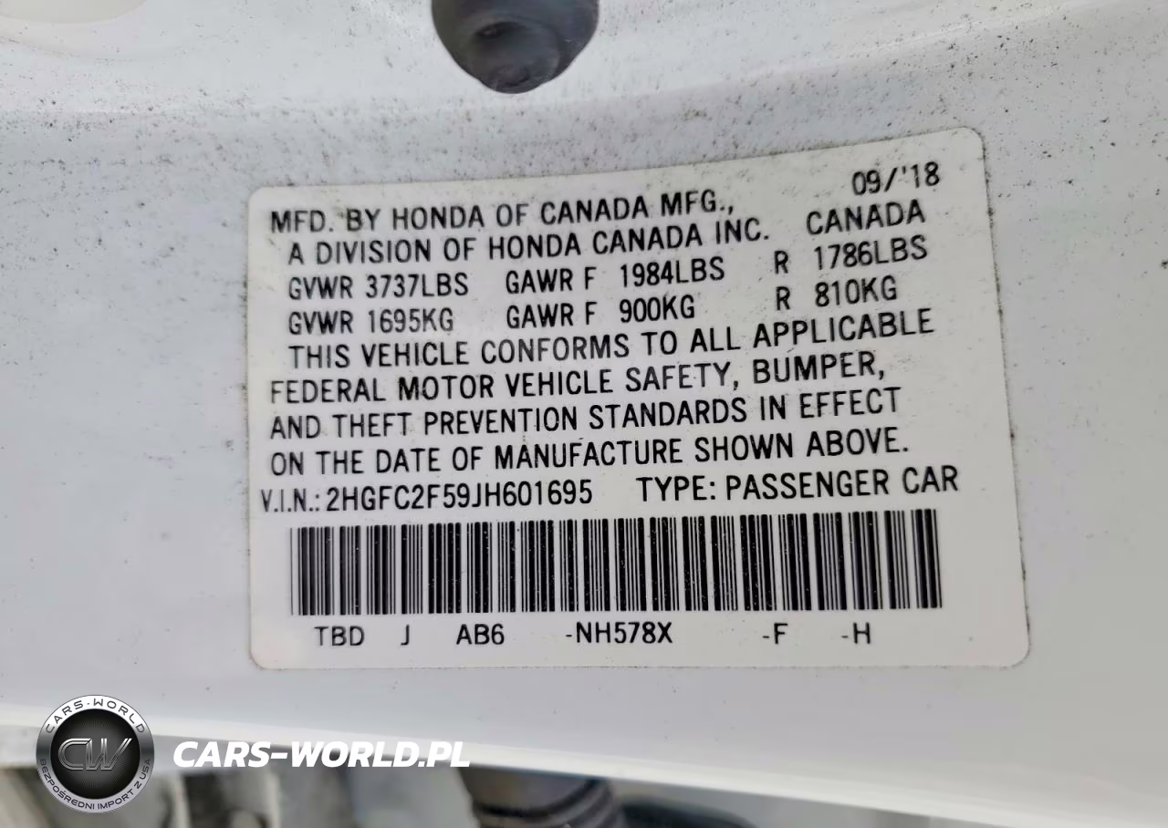 2018 Honda Civic Lx VIN:2HGFC2F59JH601695 - 13