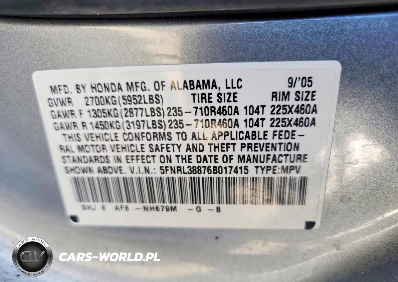 2006 HONDA ODYSSEY TOURING VIN:5FNRL38876B017415 - 13