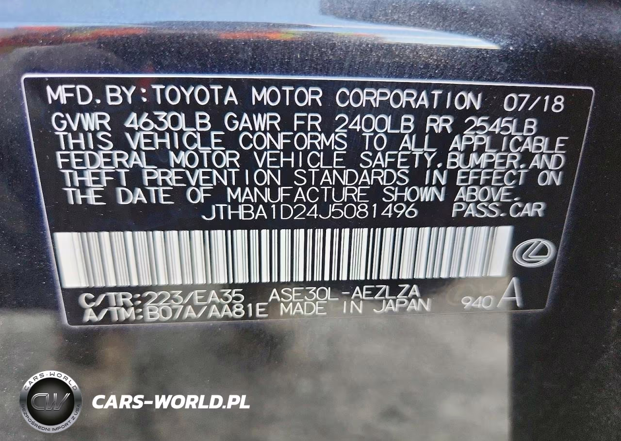 2018 Lexus Is 300 VIN:JTHBA1D24J5081496 - 12