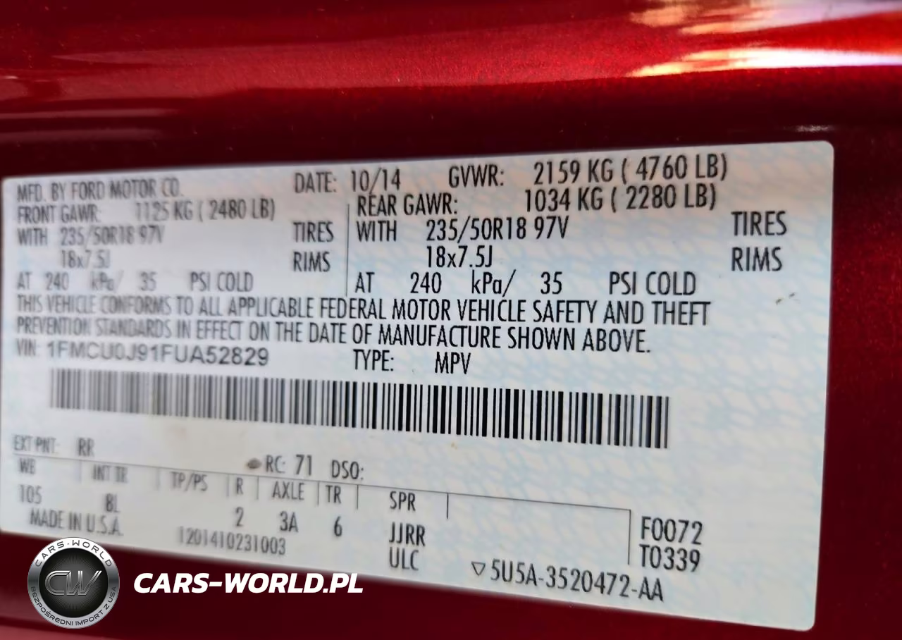 2015 Ford Escape Titanium VIN:1FMCU0J91FUA52829 - 12