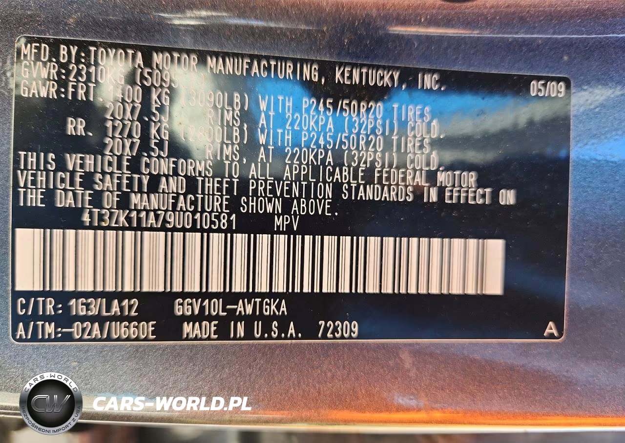 2009 Toyota Venza Fwd V6 VIN:4T3ZK11A79U010581 - 13