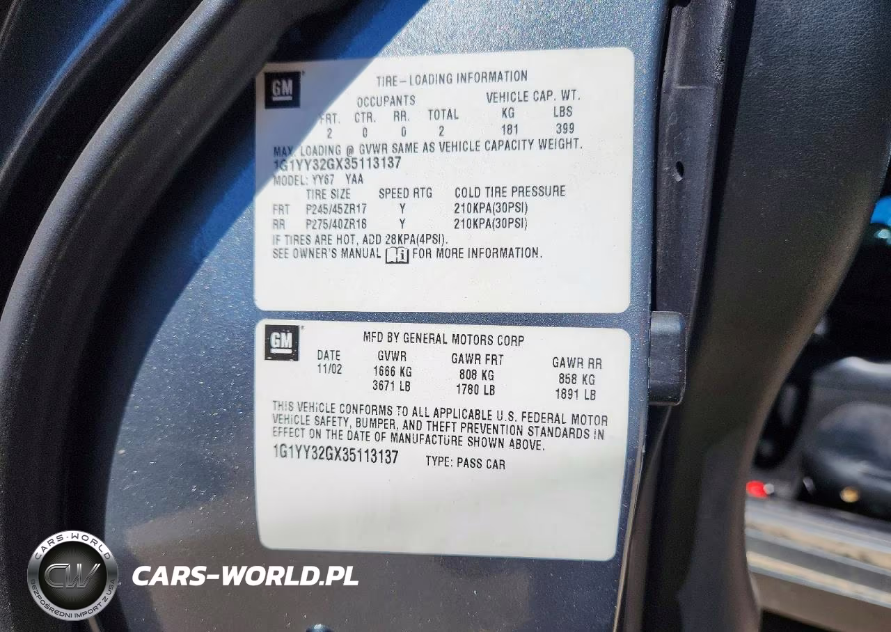 2003 Chevrolet Corvette VIN:1G1YY32GX35113137 - 12
