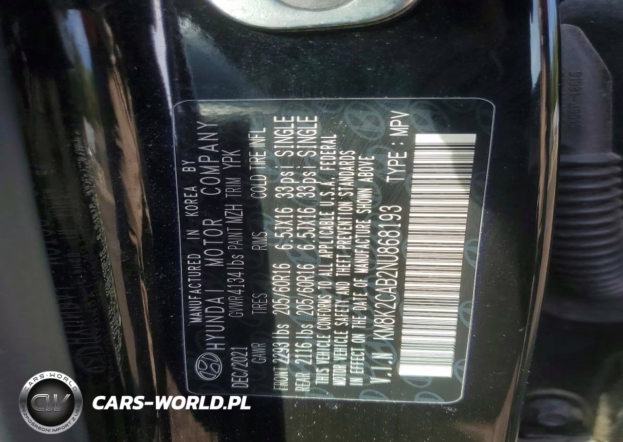 2022 Hyundai Kona Se VIN:KM8K2CAB2NU868193 - 13