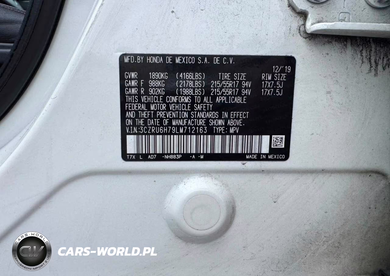 2020 Honda Hr-V Exl VIN:3CZRU6H79LM712163 - 10