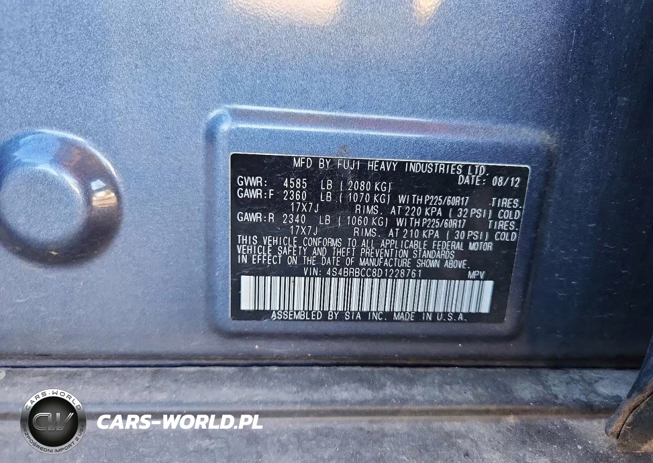 2013 Subaru Outback 2.5I Premium VIN:4S4BRBCC8D1228761 - 13