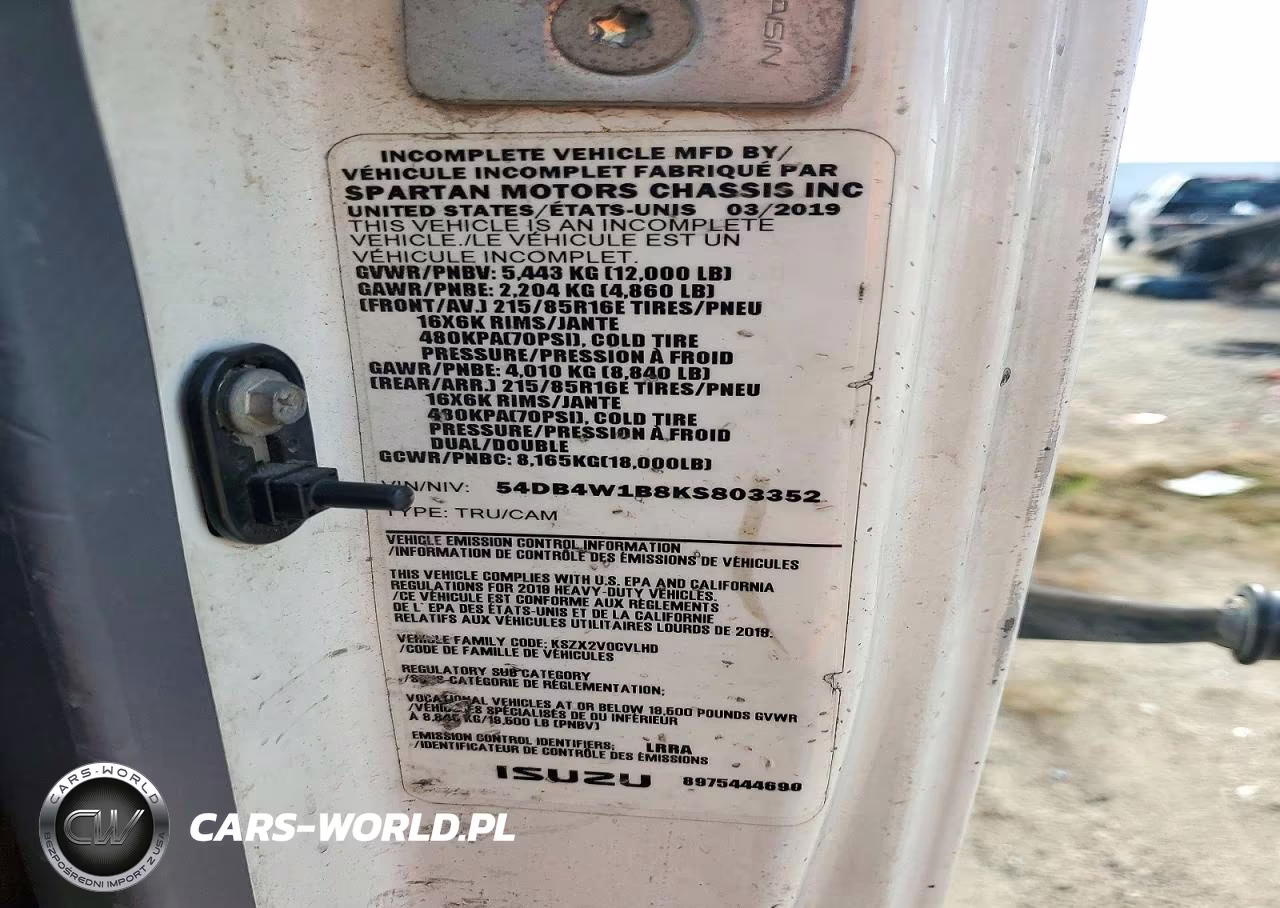2019 Isuzu Npr Water Truck VIN:54DB4W1B8KS803352 - 13