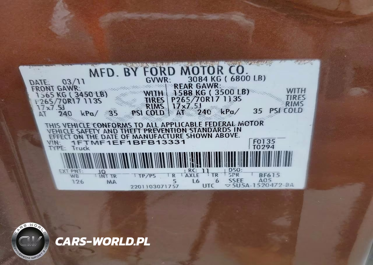 2011 Ford F150 Xlt VIN:1FTMF1EF1BFB13331 - 12