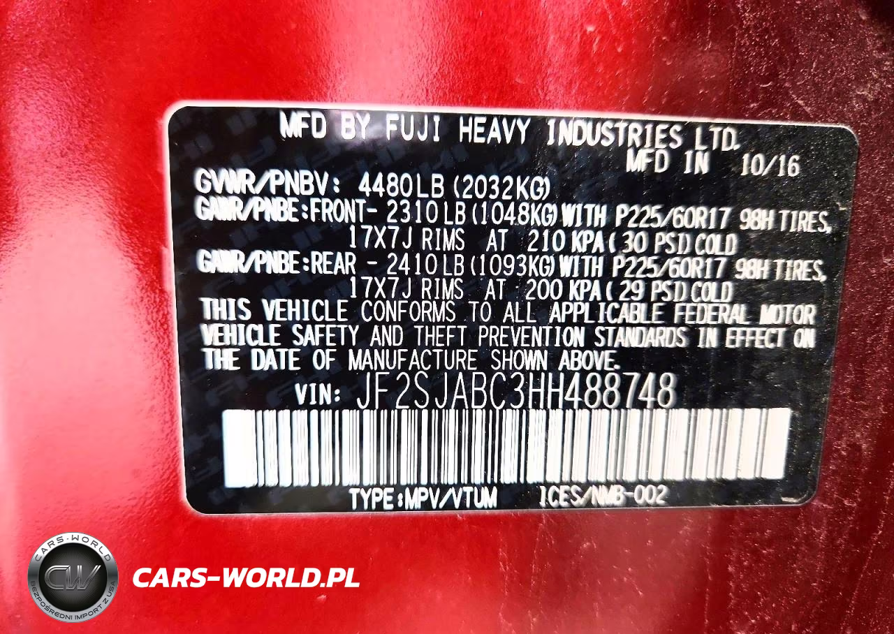 2017 Subaru Forester 2.5I VIN:JF2SJABC3HH488748 - 13