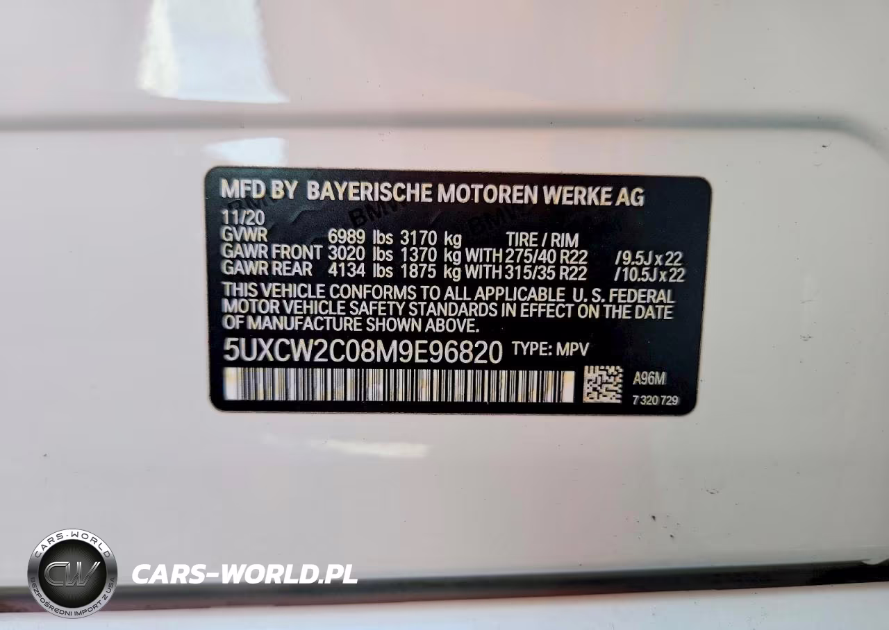 2021 BMW X7 xDrive40I VIN:5UXCW2C08M9E96820 - 14