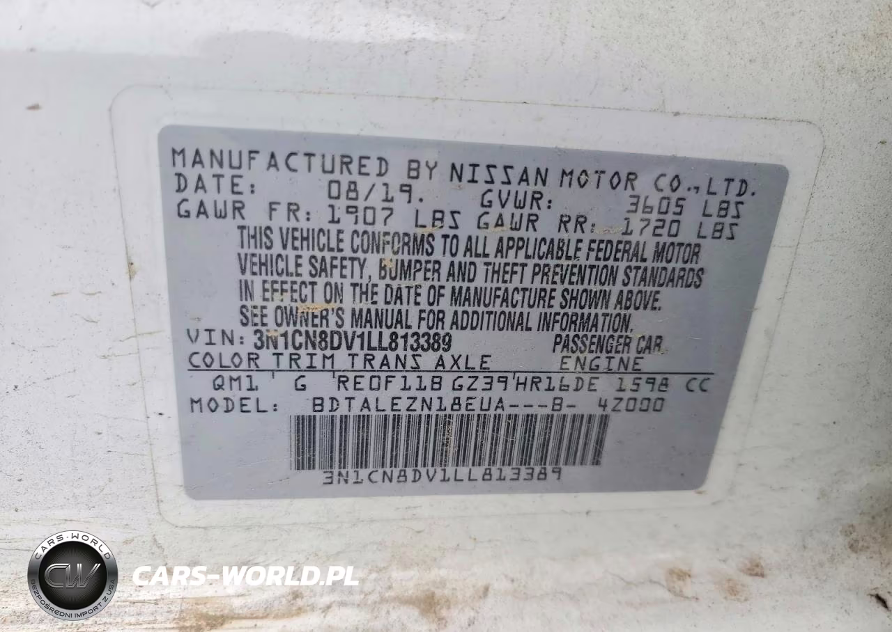 2020 Nissan Versa S VIN:3N1CN8DV1LL813389 - 12