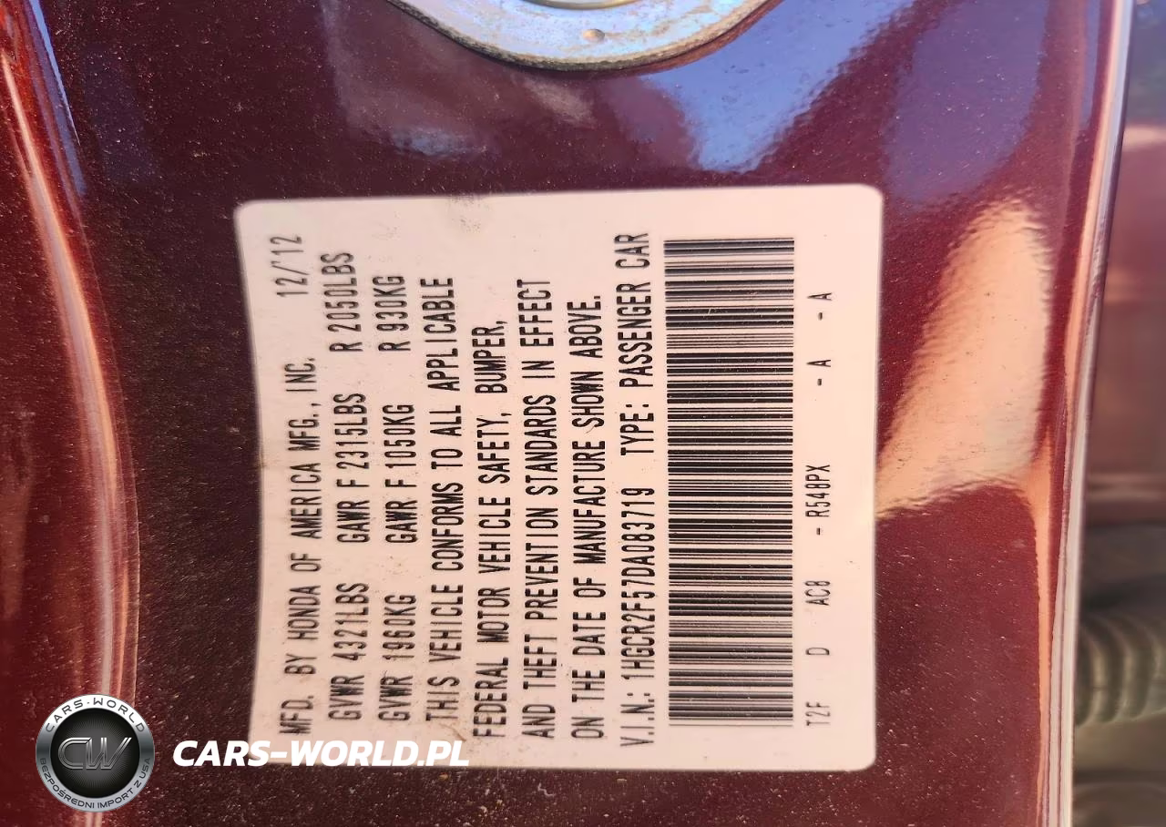 2013 Honda Accord Sport VIN:1HGCR2F57DA083719 - 12