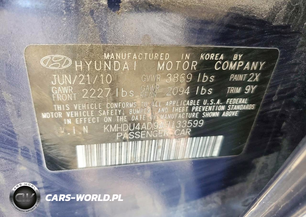2010 Hyundai Elantra Blue VIN:KMHDU4AD9AU133599 - 12
