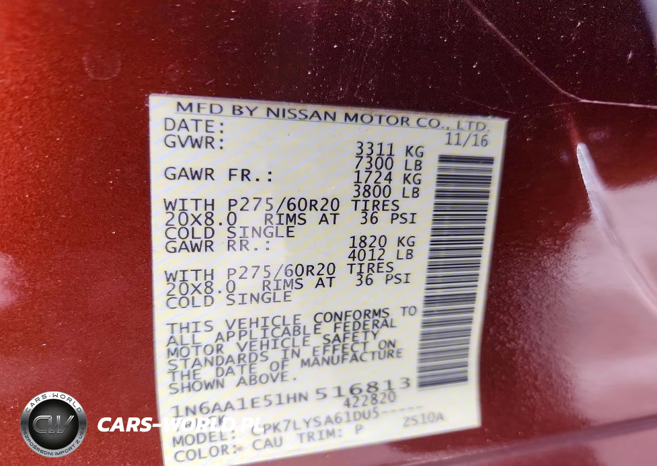 2017 Nissan Titan Platinum Reserve VIN:1N6AA1E51HN516813 - 13