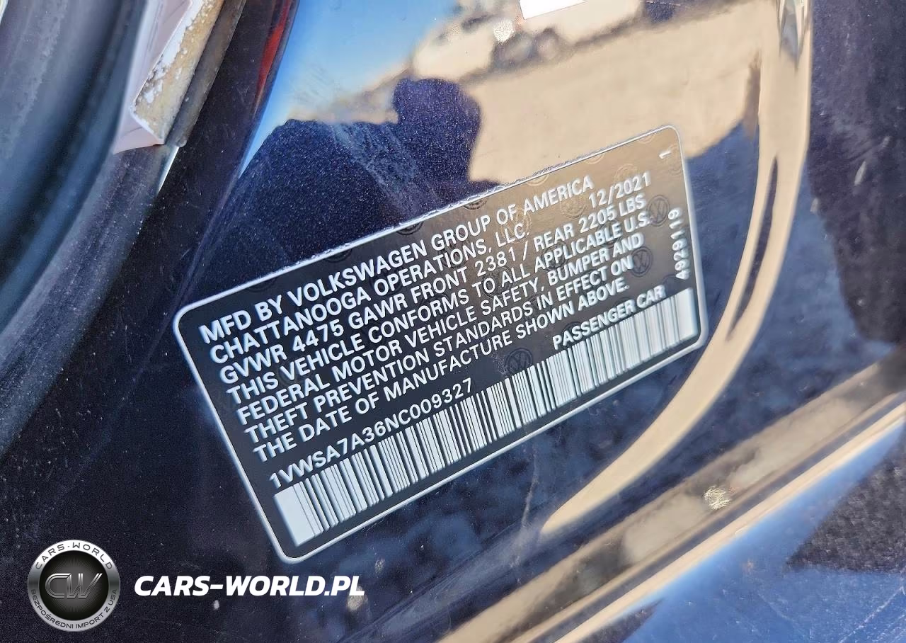 2022 Volkswagen Passat Se VIN:1VWSA7A36NC009327 - 12